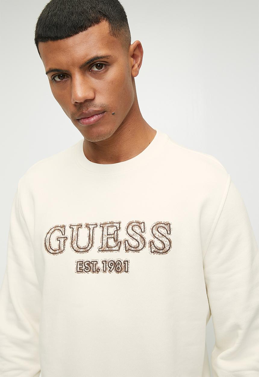 GUESS - Cn basic logo sweatshirt - vanilla cream