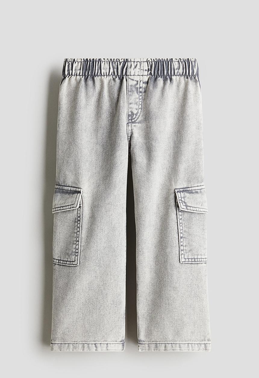 H&M - Wide-leg cargo trousers -  light grey