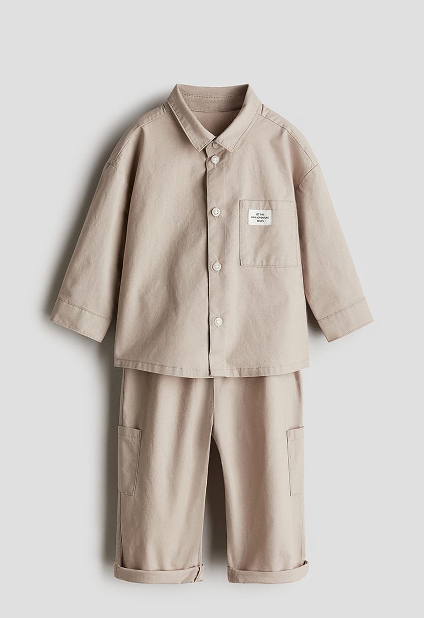 H&M - 2 Piece shirt and trousers set - light beige 