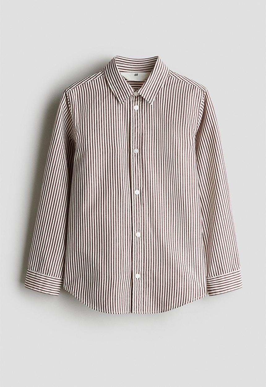 H&M - Cotton shirt - brown/white striped