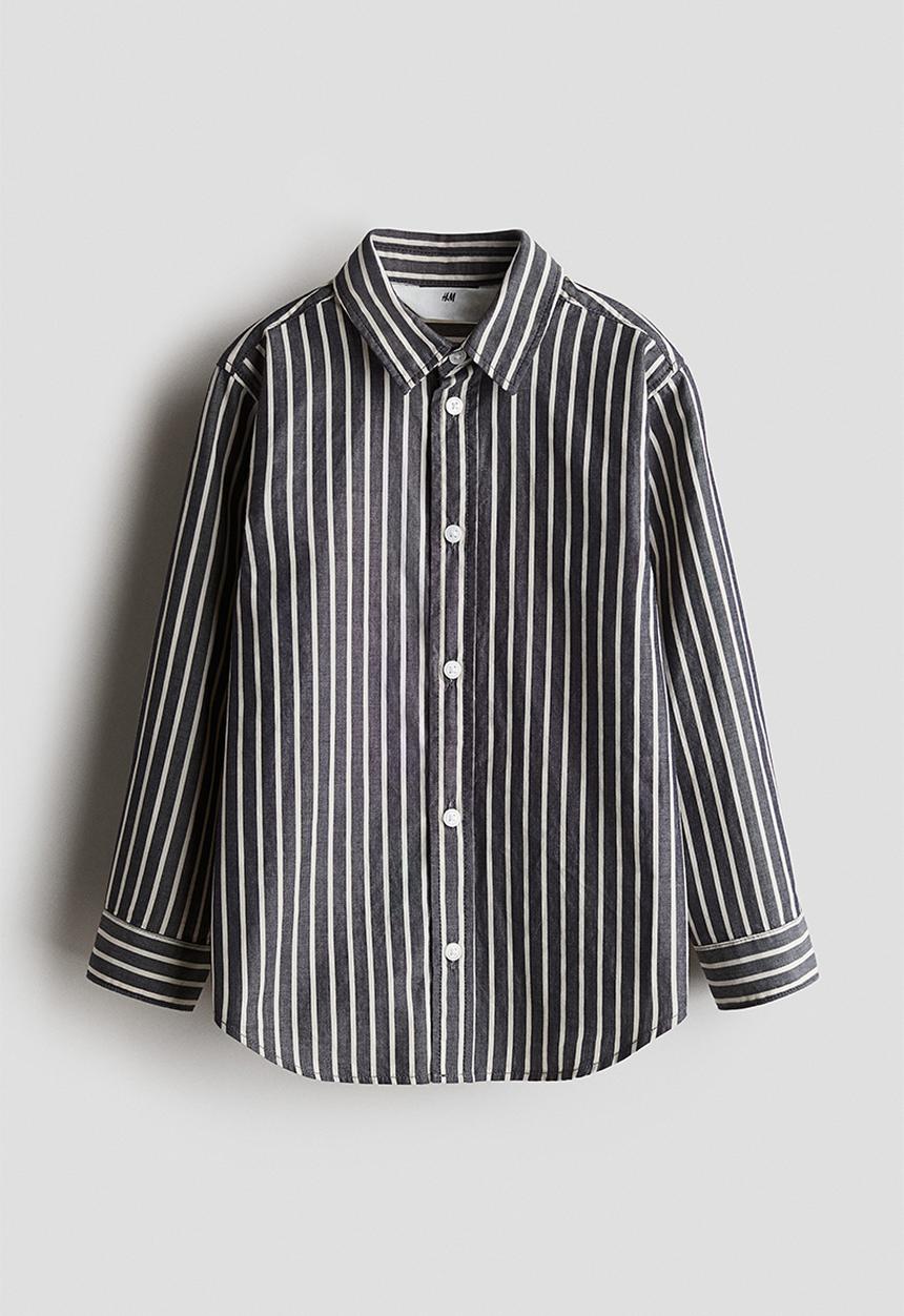 H&M - Cotton shirt - navy blue/striped 