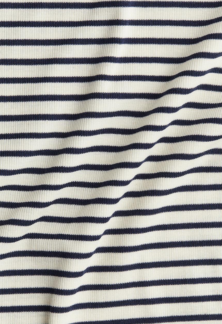 H&M - Ribbed jersey top - cream & navy blue striped 