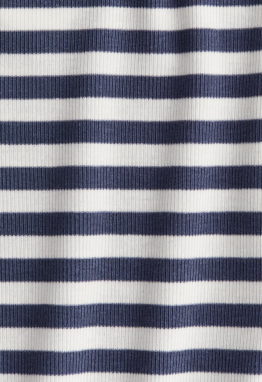 H&M - Ribbed jersey top - white & dusty blue striped