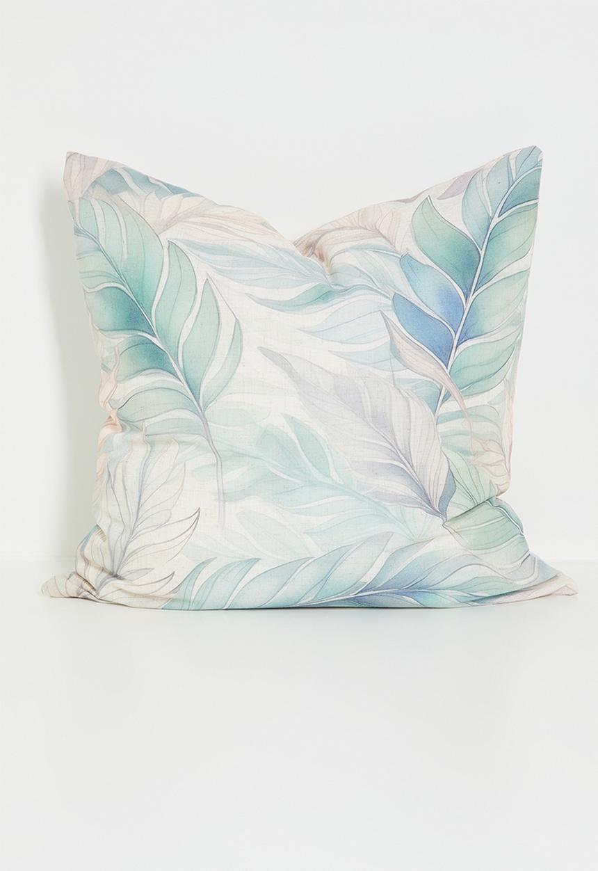 Sixth Floor - Leafy printed cushion cover - Blue