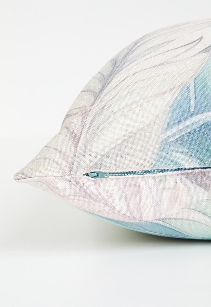 Sixth Floor - Leafy printed cushion cover - Blue