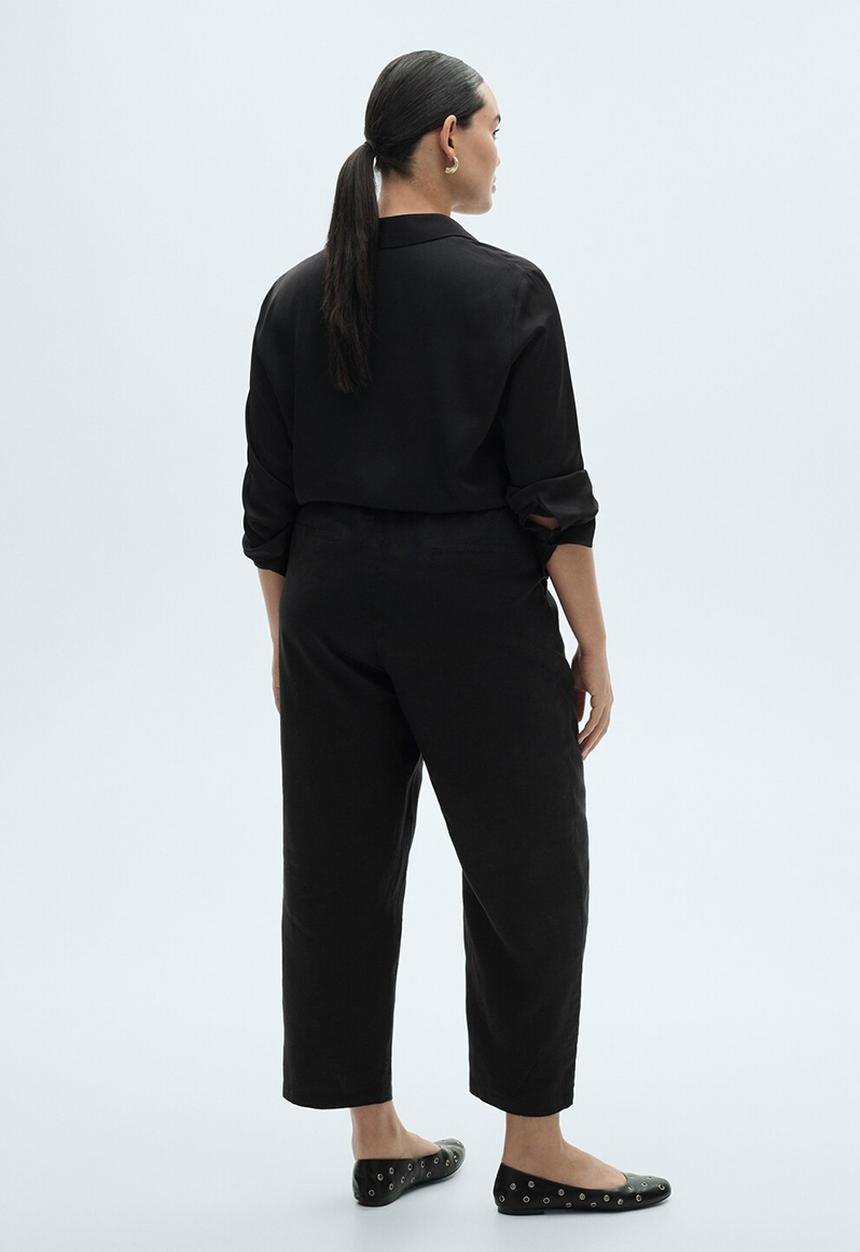 MANGO - Trousers Linen - Black