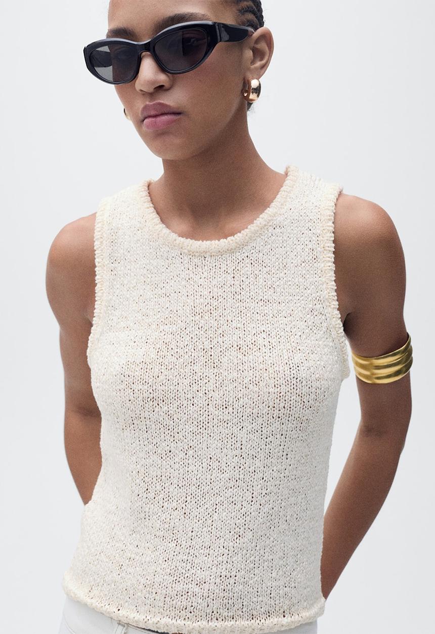 MANGO - Top Manzana - Light Beige