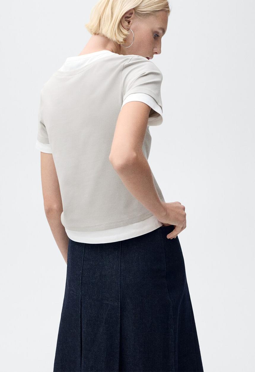 MANGO - T-Shirt Doble - Gray