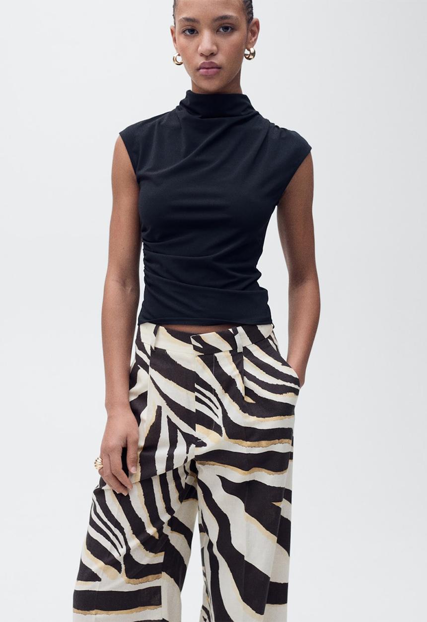 MANGO - Trousers Zebra - Light Beige