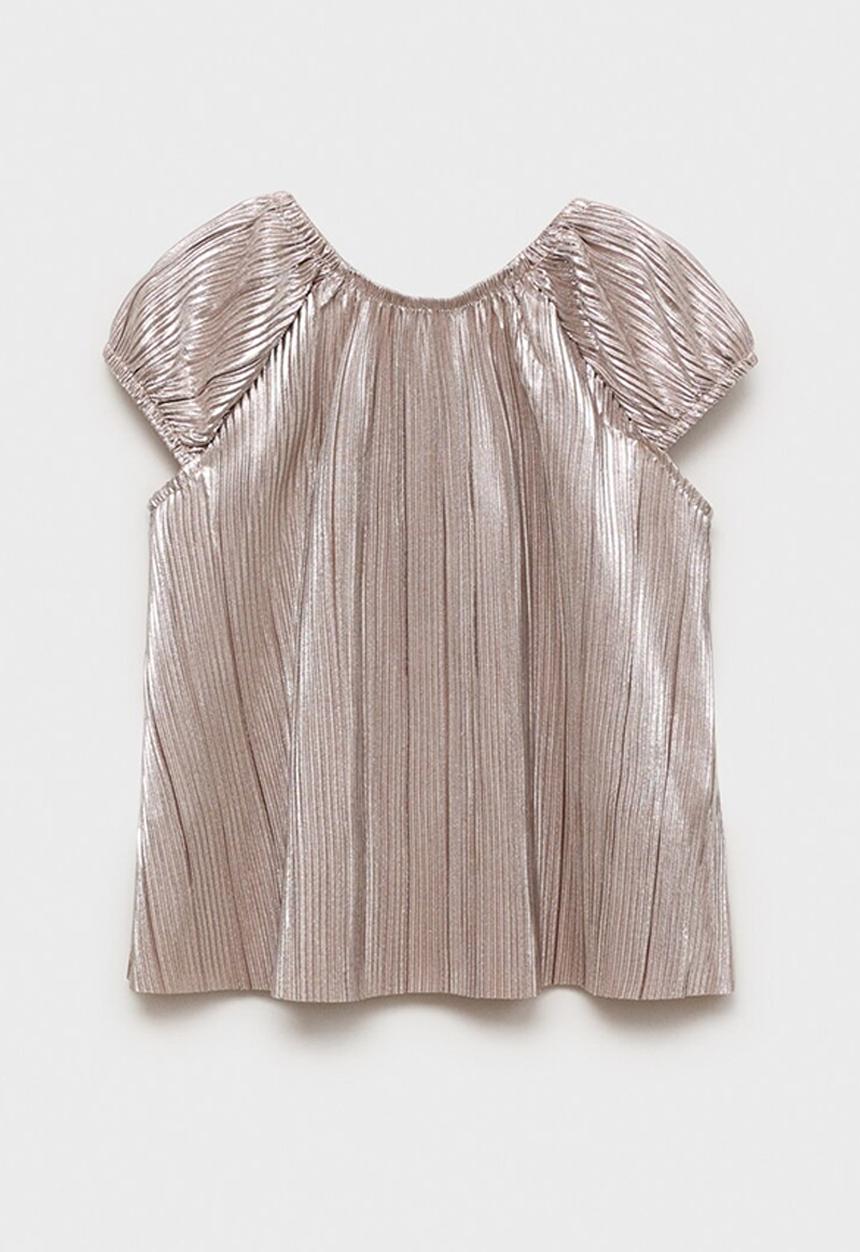 MANGO - T-shirt blanca - silver