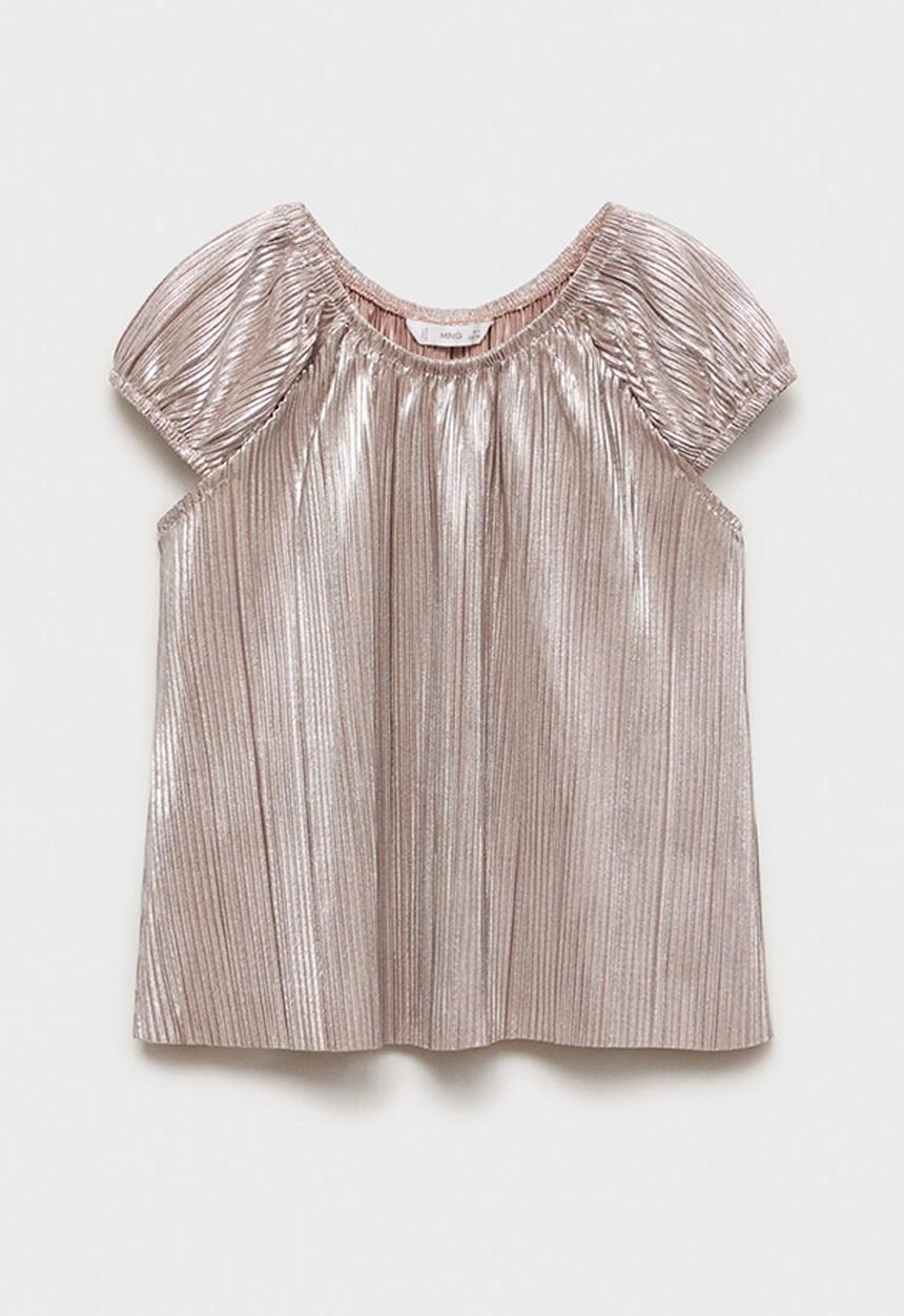 MANGO - T-shirt blanca - silver