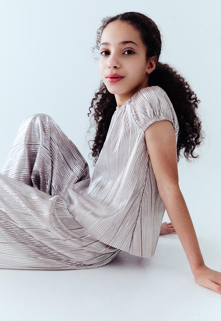 MANGO - T-shirt blanca - silver