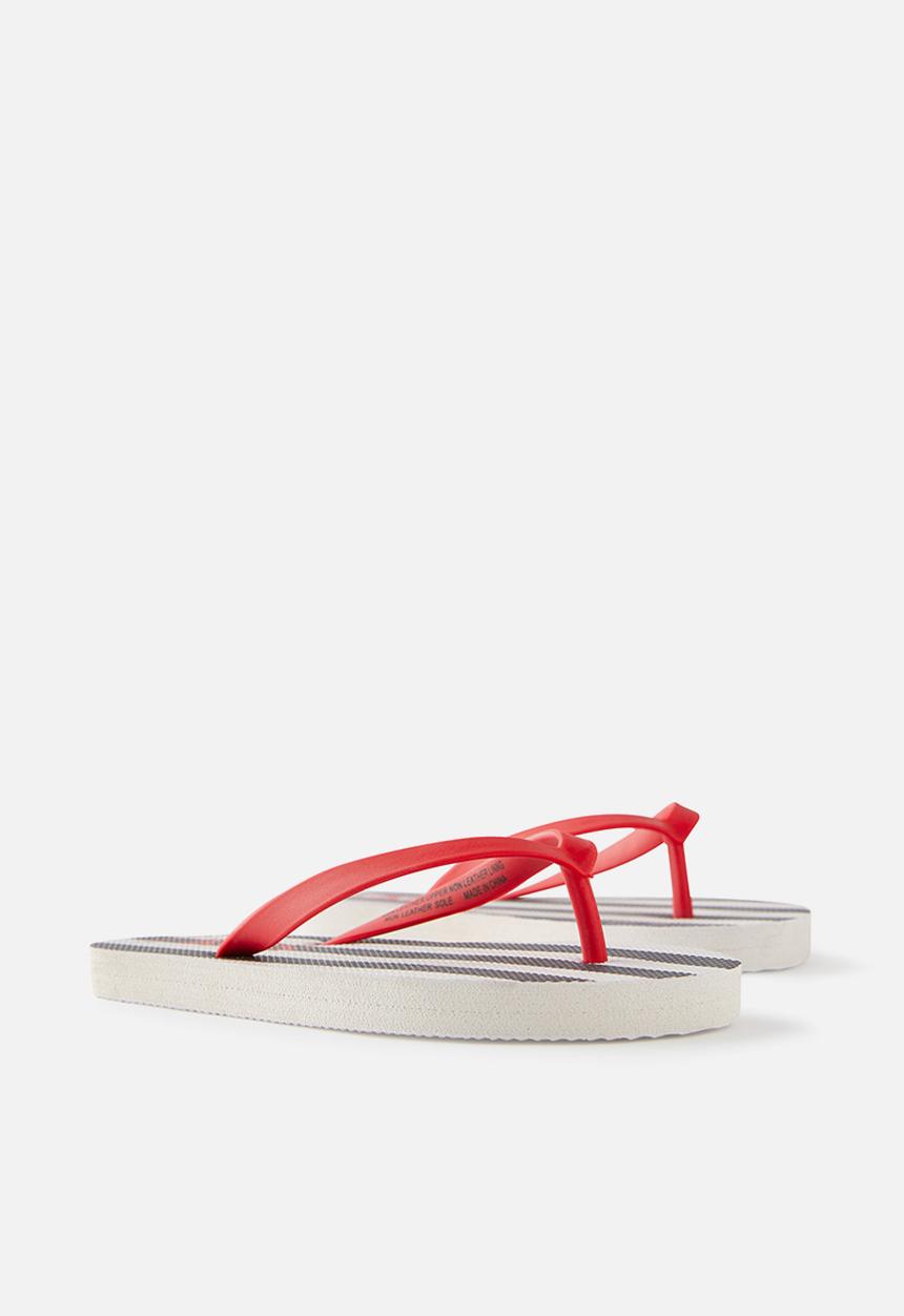 Cotton On - Printed Flip Flop - Squid Ink/Vanilla Block Stripe