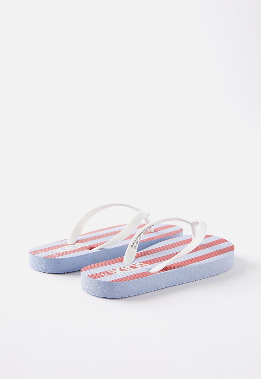 Cotton On - Printed Flip Flop - Dawn Blue/Varisty Red Block Stripe