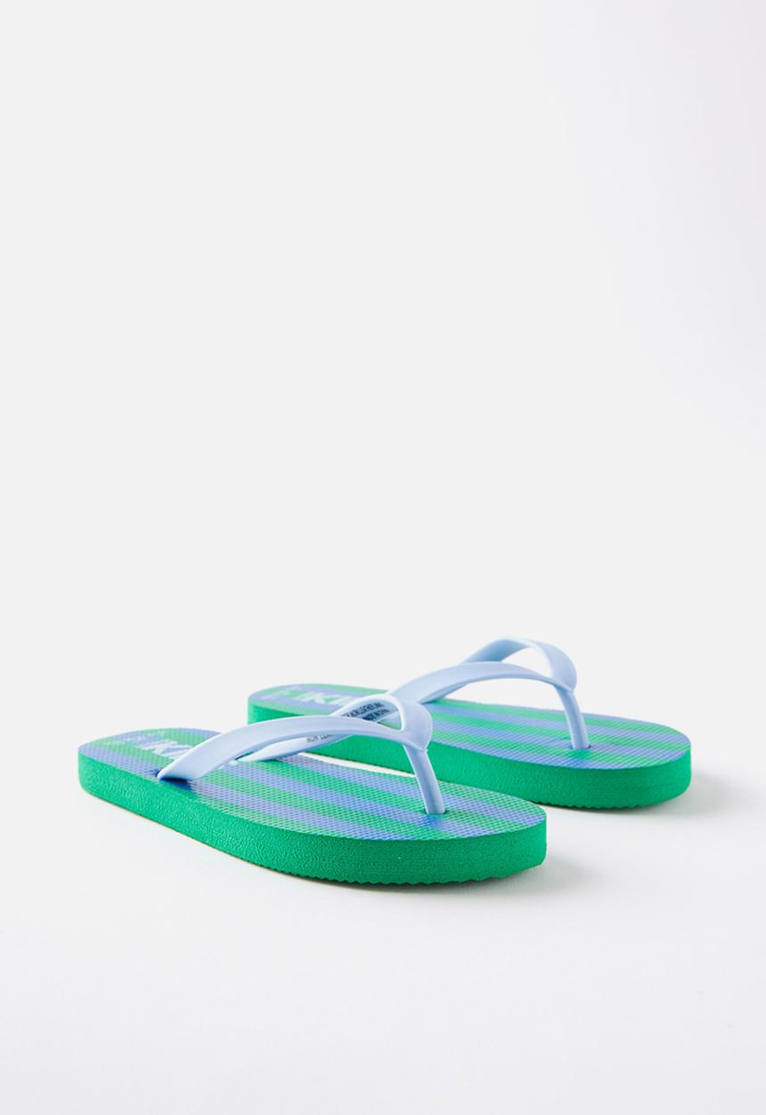 Cotton On - Printed Flip Flop - Harbour Blue/Island Green Block Stripe