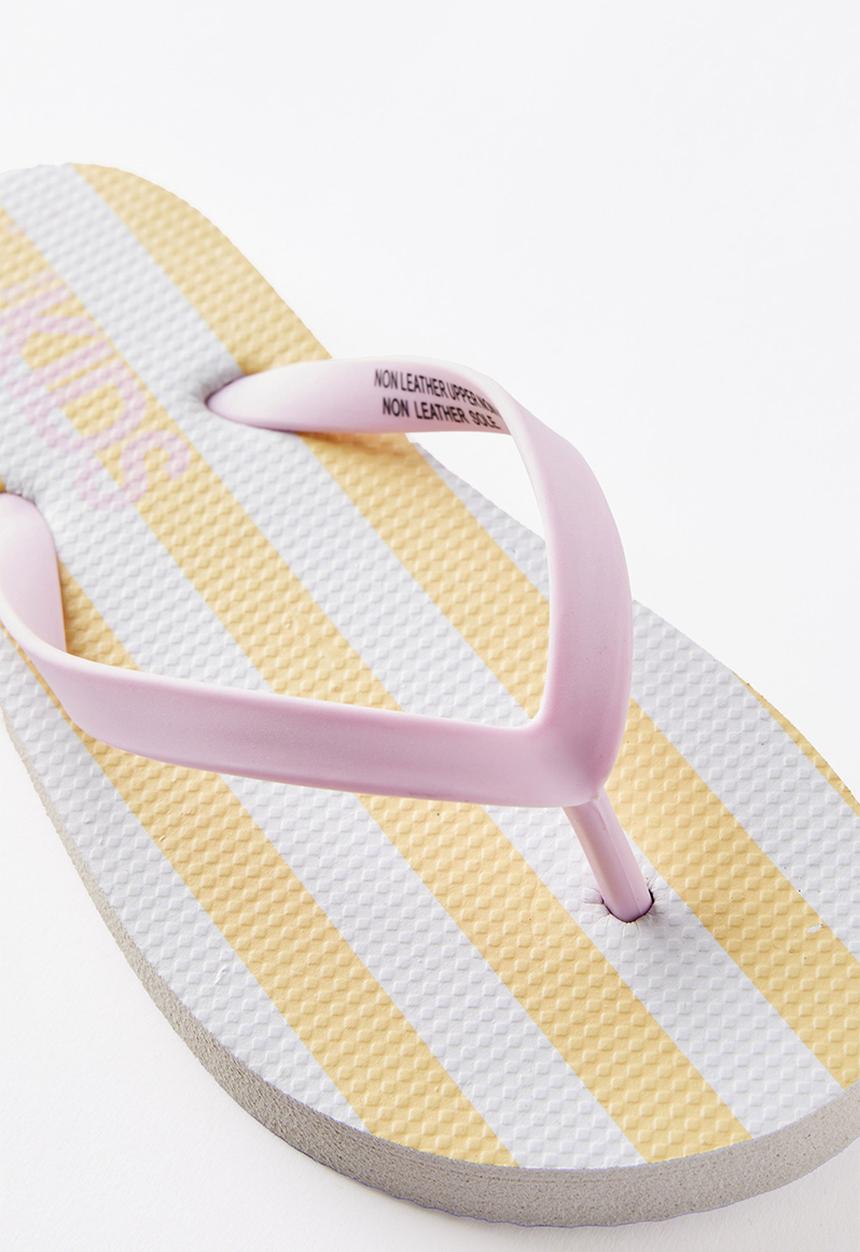 Cotton On - Printed Flip Flop - Baby Yellow/Vanilla Block Stripe