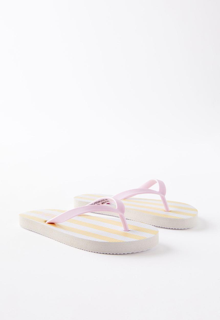 Cotton On - Printed Flip Flop - Baby Yellow/Vanilla Block Stripe