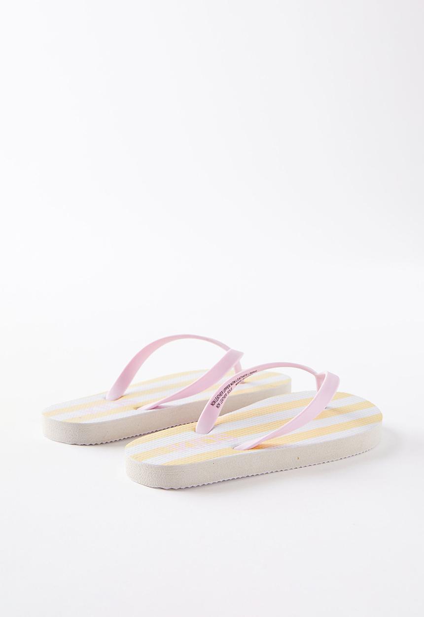 Cotton On - Printed Flip Flop - Baby Yellow/Vanilla Block Stripe