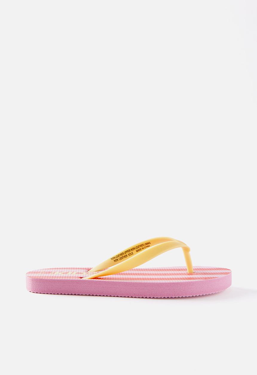 Cotton On - Printed Flip Flop - Marshmellow/Varsity Red Block Stripe