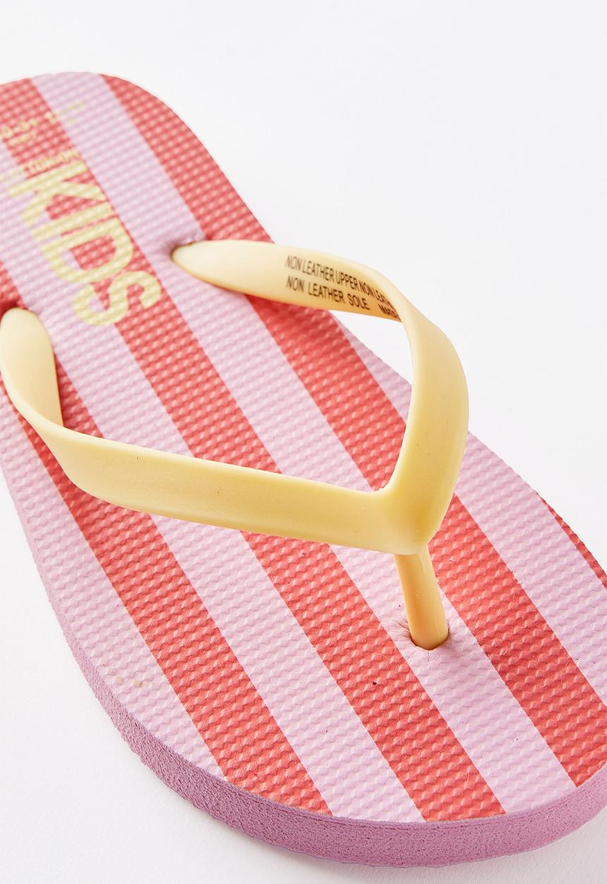Cotton On - Printed Flip Flop - Marshmellow/Varsity Red Block Stripe