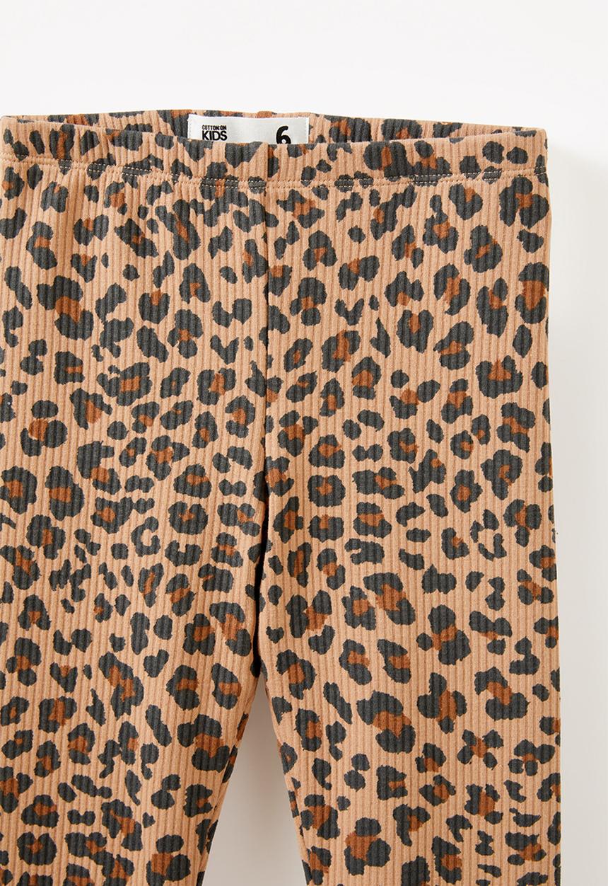 Cotton On - Fleece legging - taupy brown/leopard