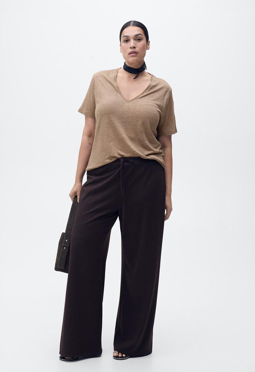 MANGO - T-Shirt Linito - Light/Pastel Brown