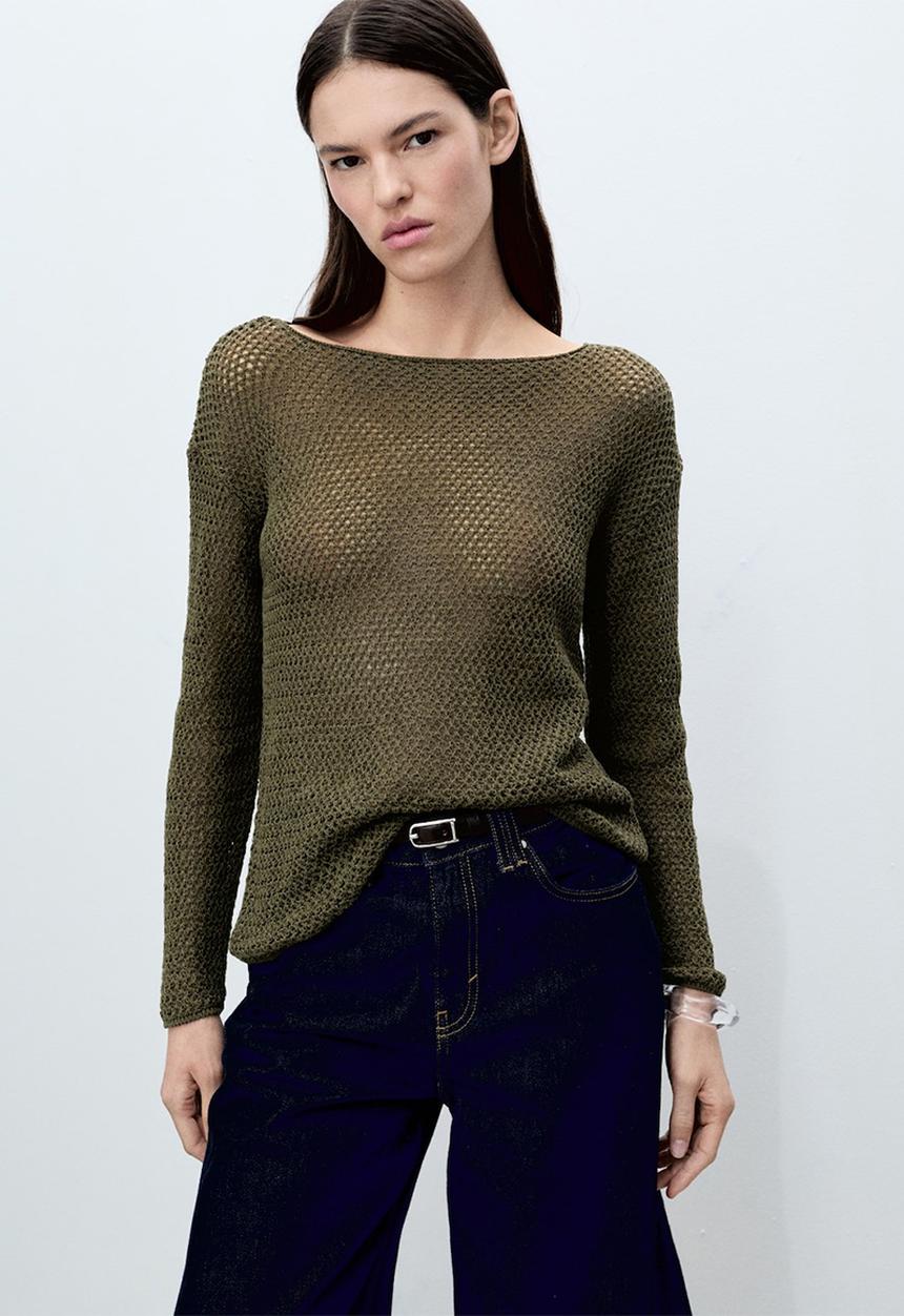 MANGO - Sweater Perlin - Beige/Khaki