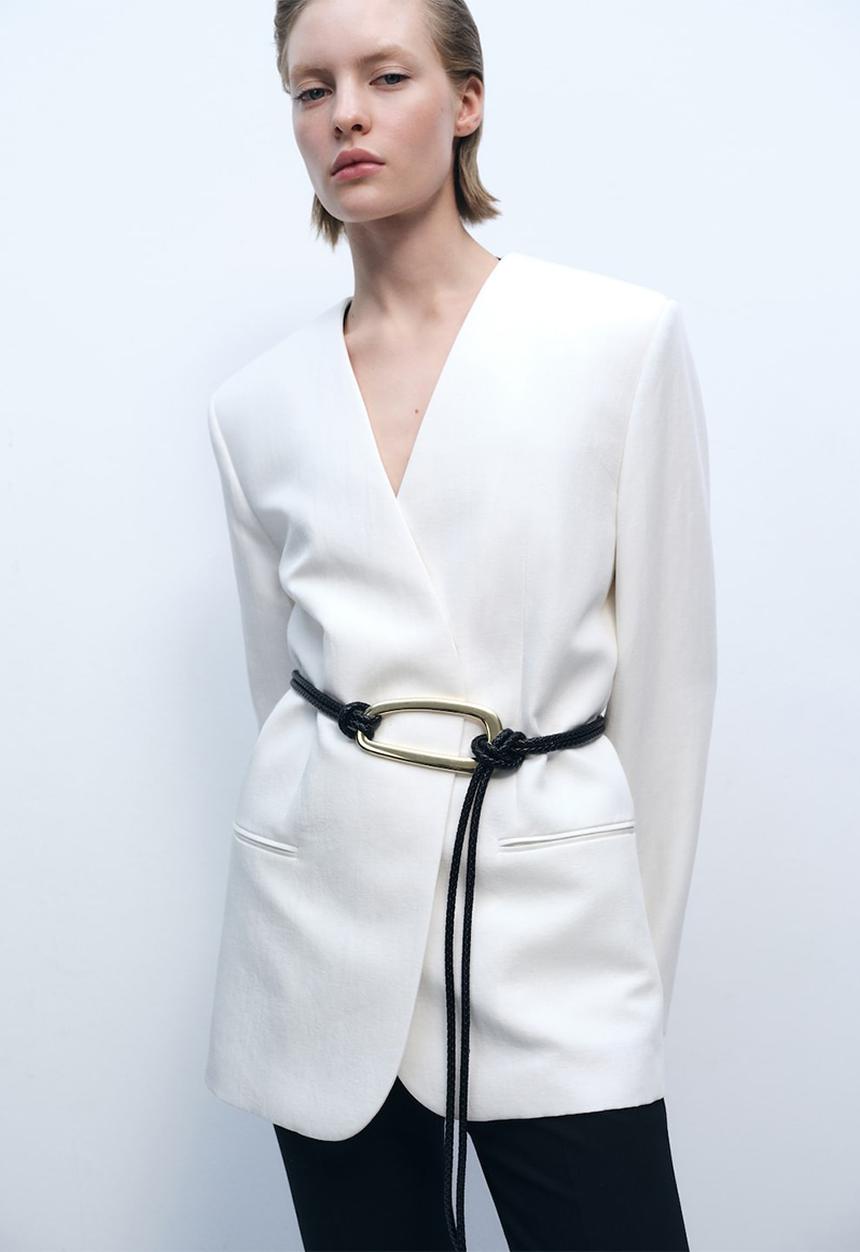 MANGO - Blazer Wasabi - White