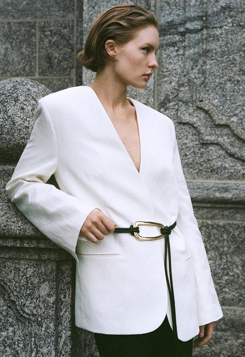 MANGO - Blazer Wasabi - White