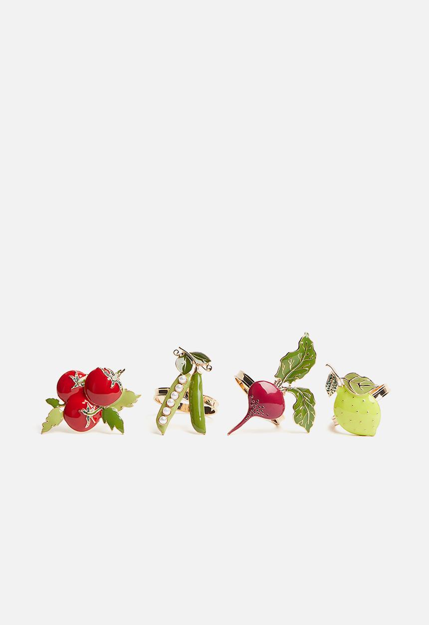 H&M - 4-Pack metal napkin rings - gold-coloured radish