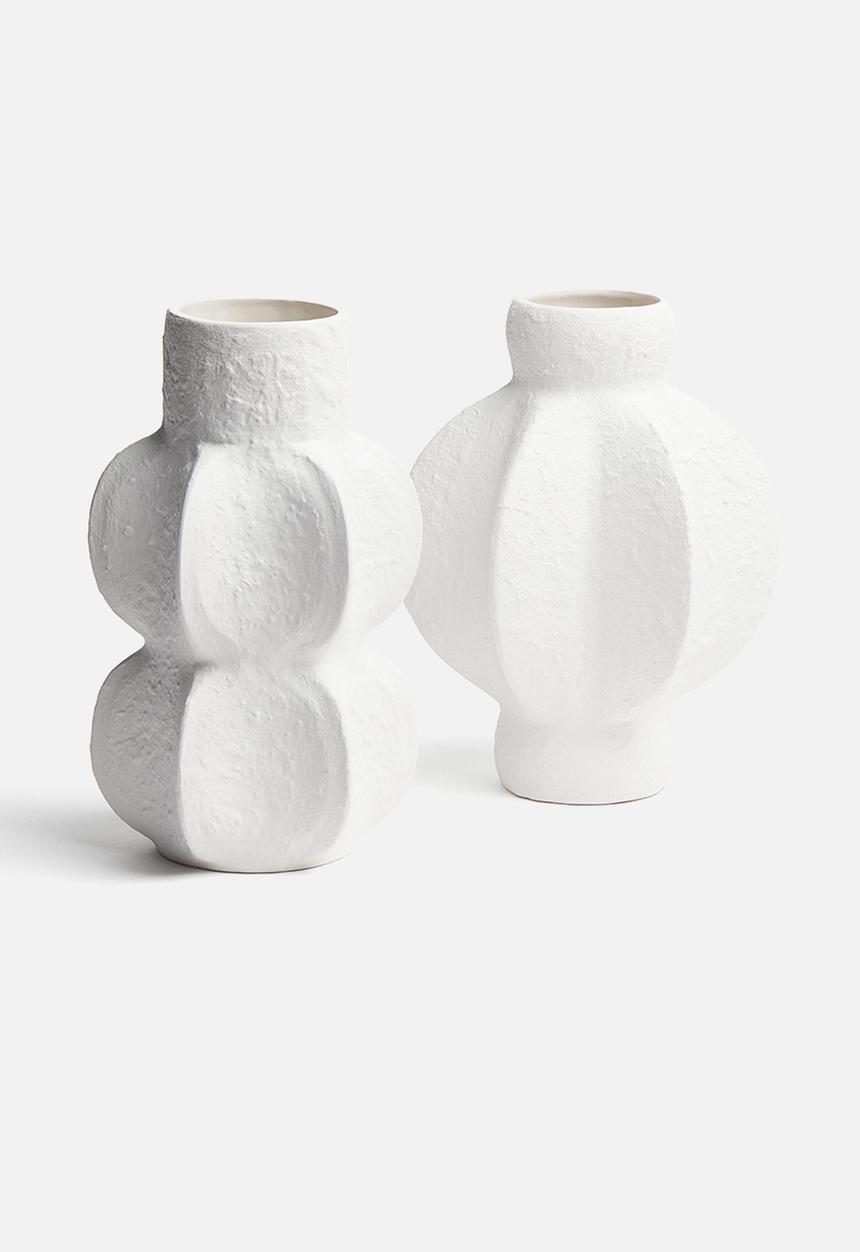 H&M - Textured stoneware vase - white