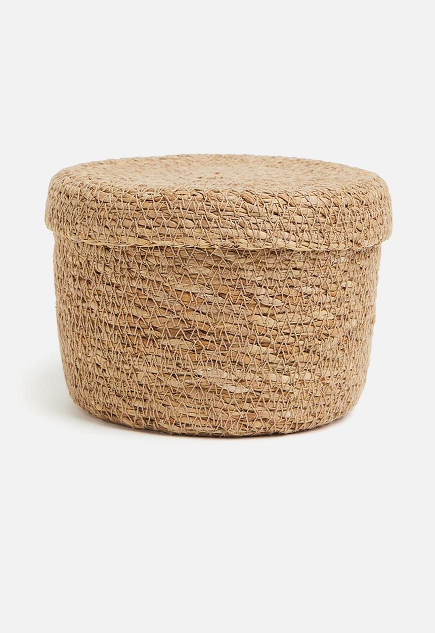 H&M - Lidded seagrass storage basket - beige