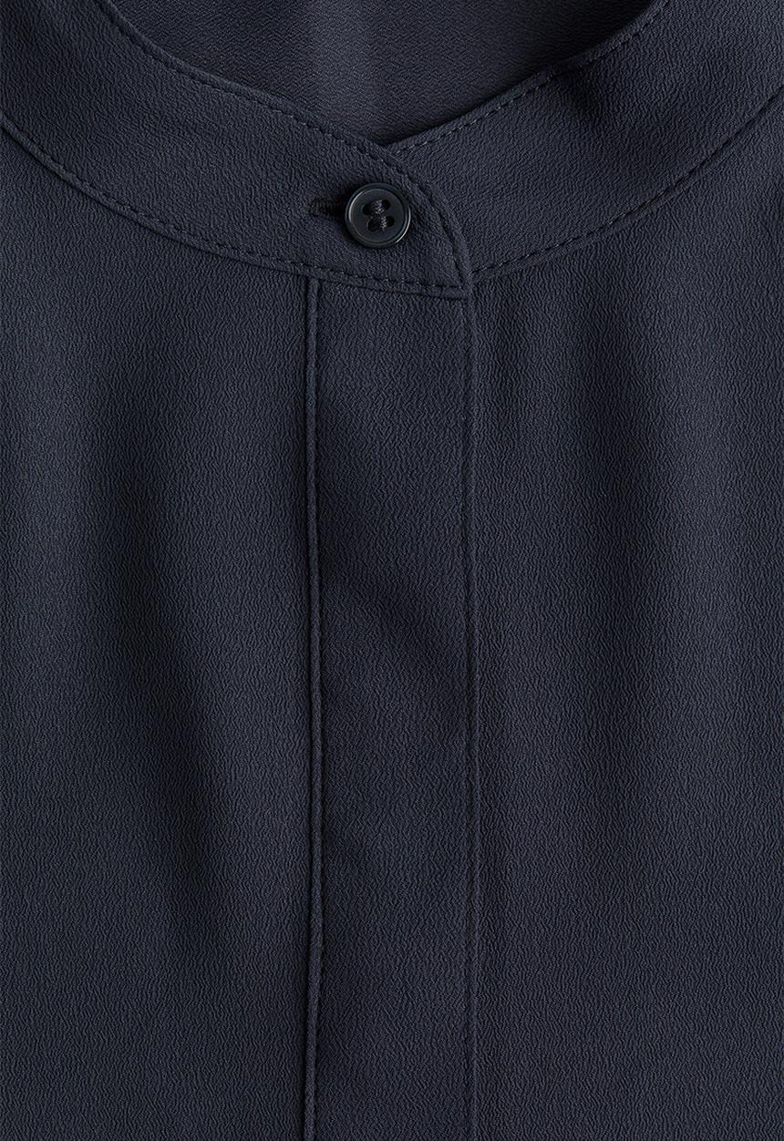 H&M - Band-collar blouse - navy blue