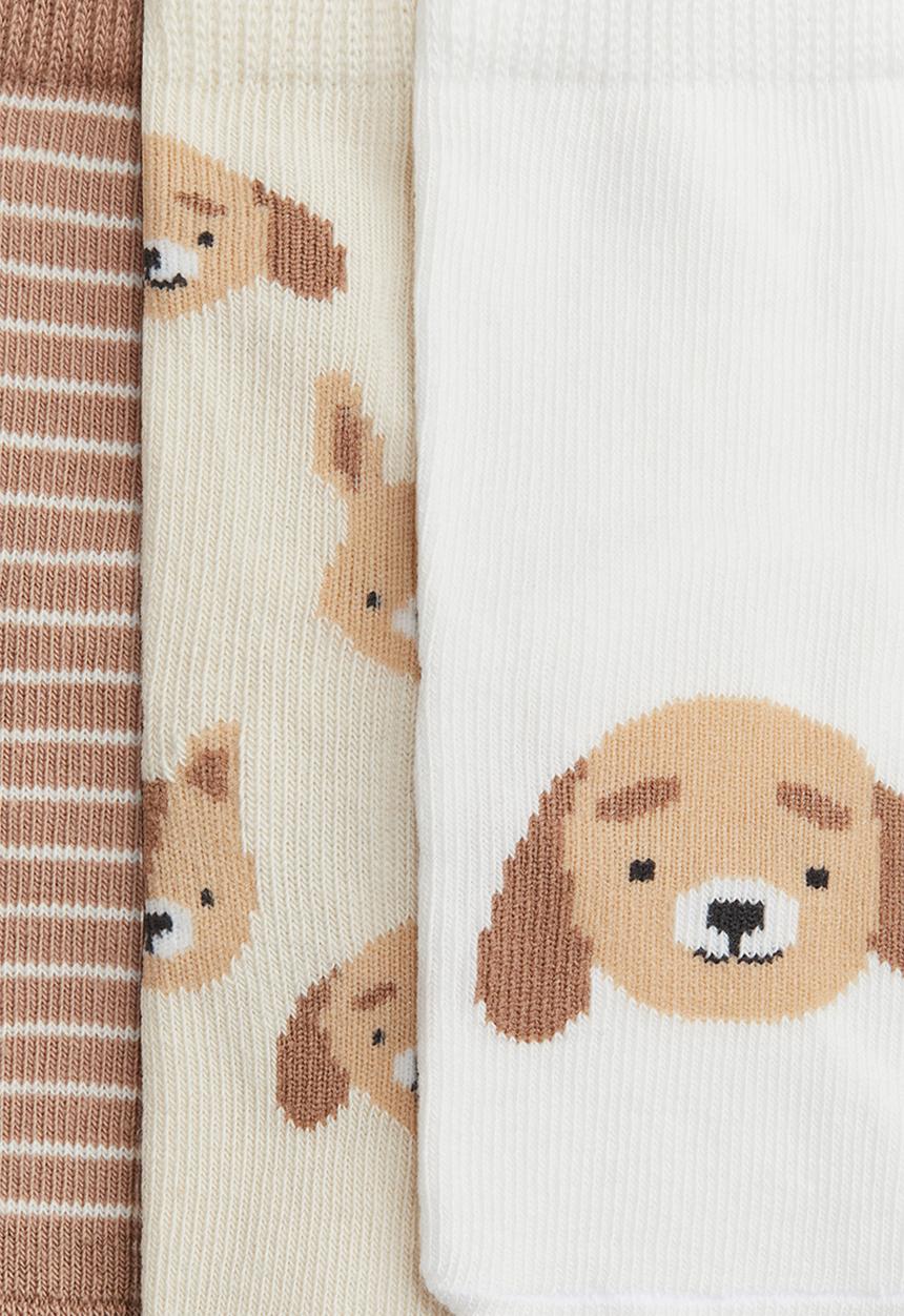 H&M - 4-Pack socks - beige animals