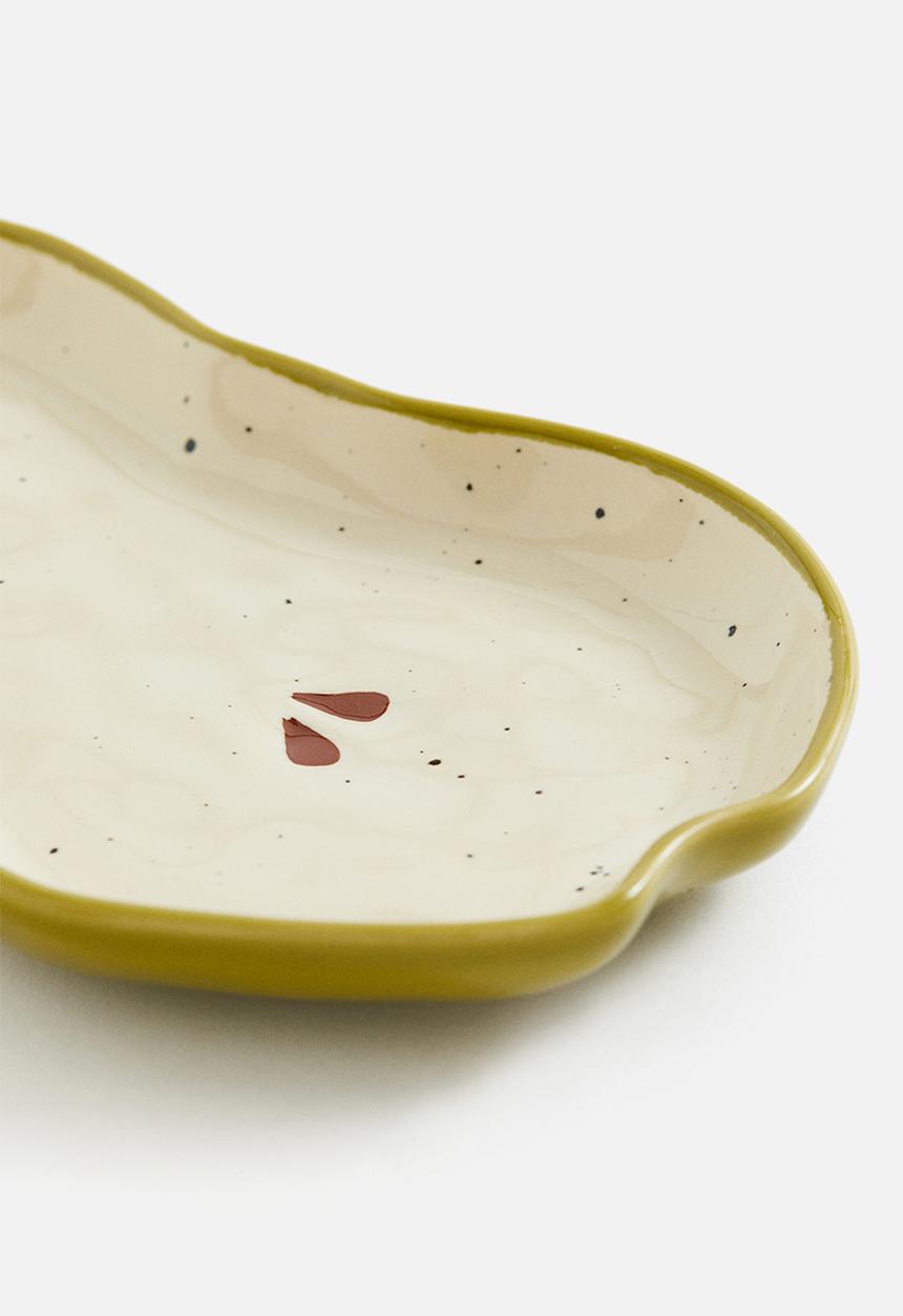 H&M - Stoneware plate - light beige pear