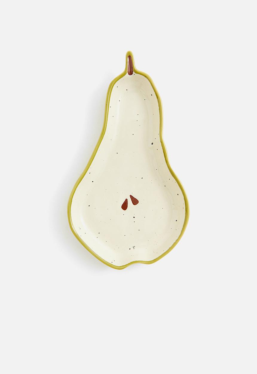H&M - Stoneware plate - light beige pear
