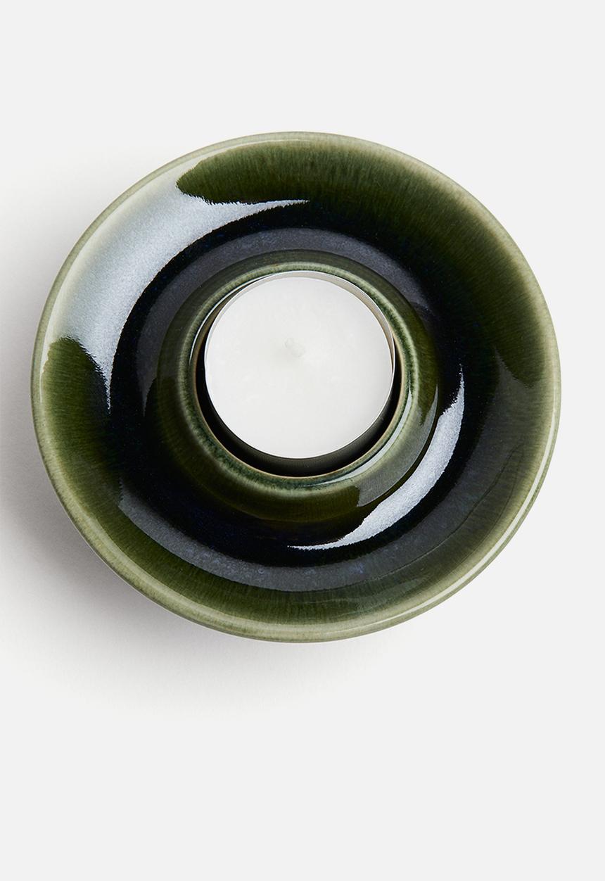 H&M - Stoneware tealight holder - dark green