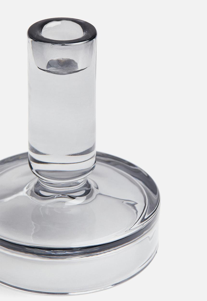 H&M - Glass candlestick - grey