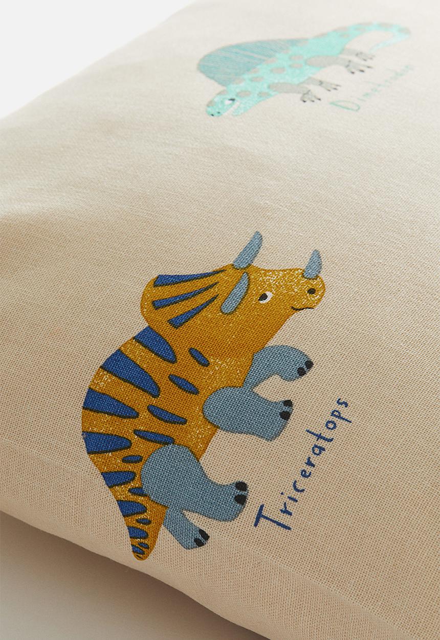 H&M - Printed cotton cushion cover - beige dinosaurs 