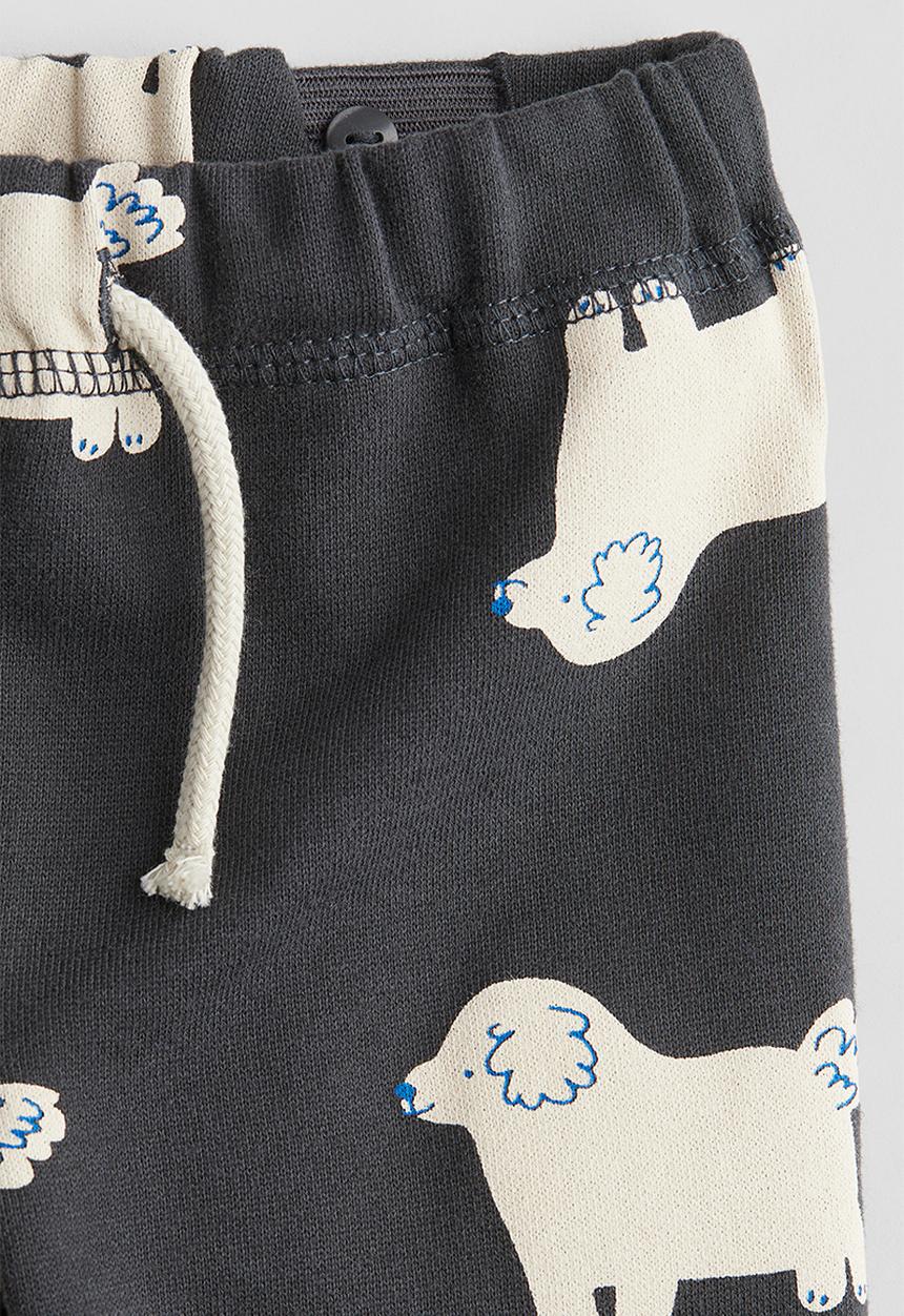 H&M - Cotton joggers - dark grey & dogs
