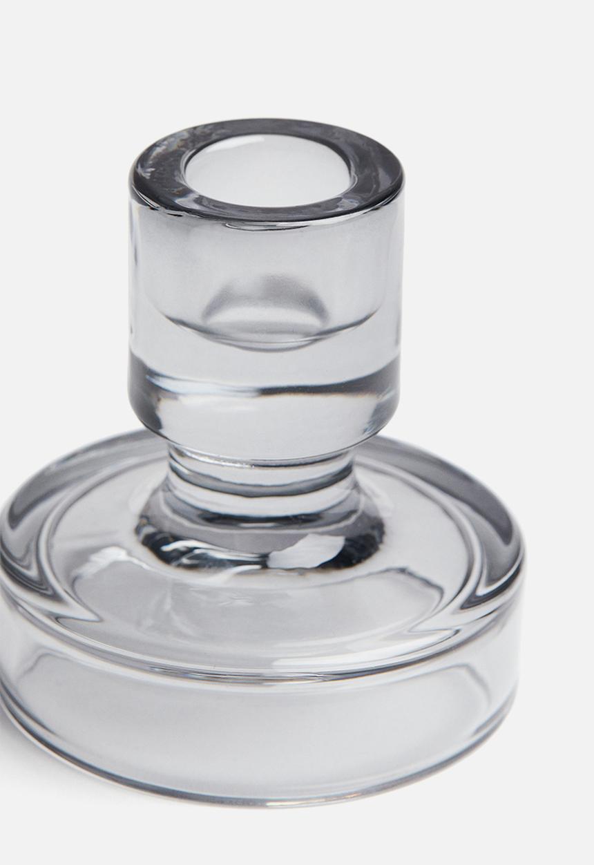 H&M - Small glass candlestick - grey