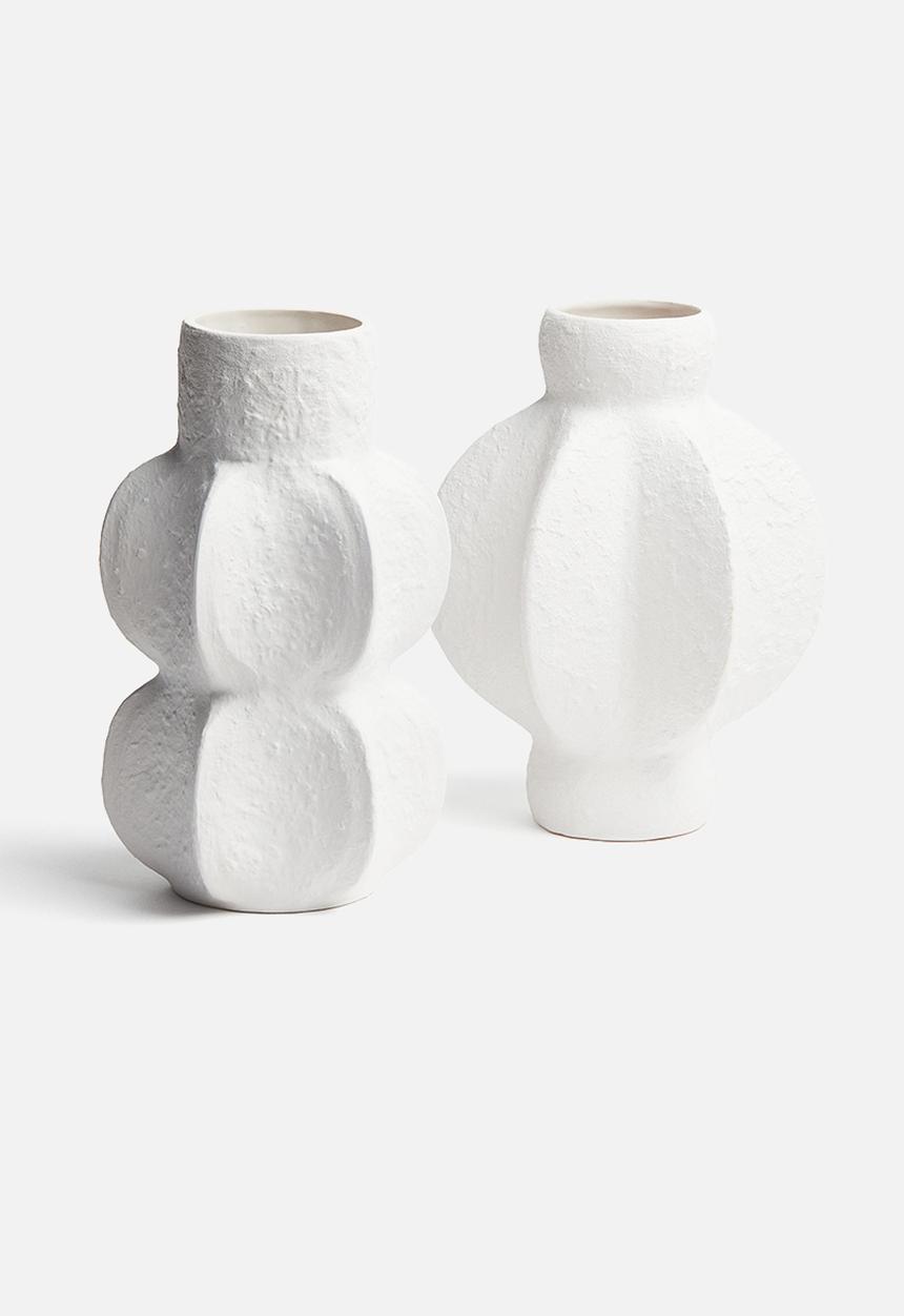 H&M - Textured stoneware vase - white