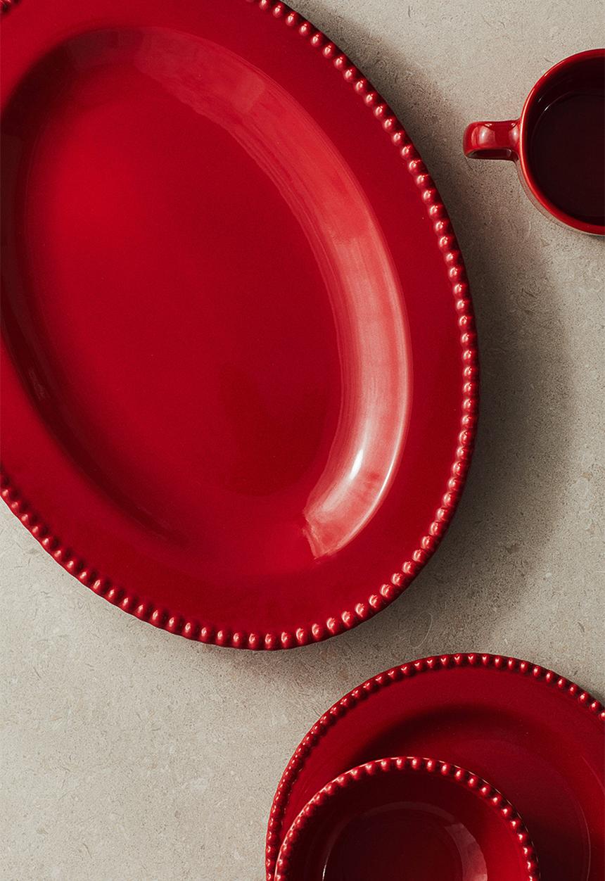 H&M - Stoneware serving plate - red