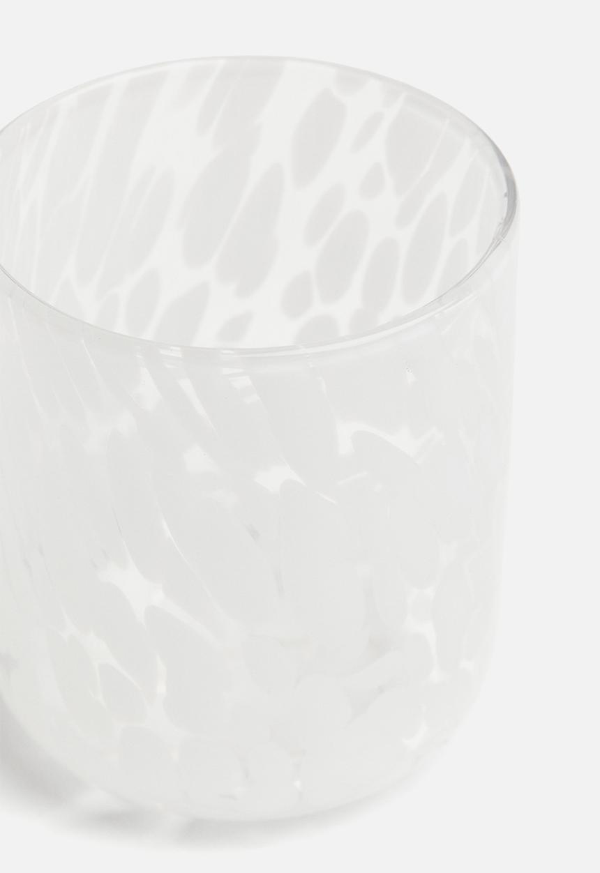 H&M - Patterned tumbler - clear glass & white