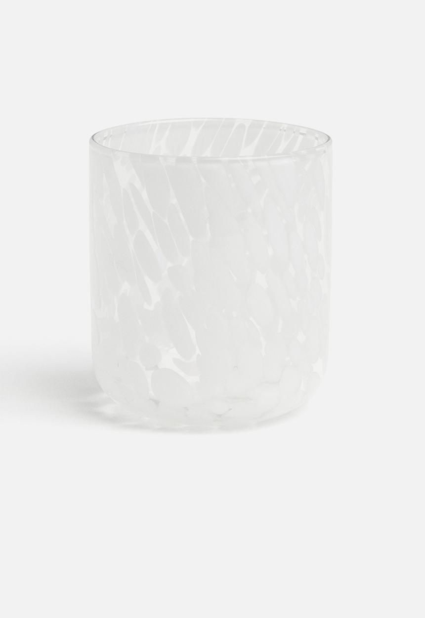 H&M - Patterned tumbler - clear glass & white