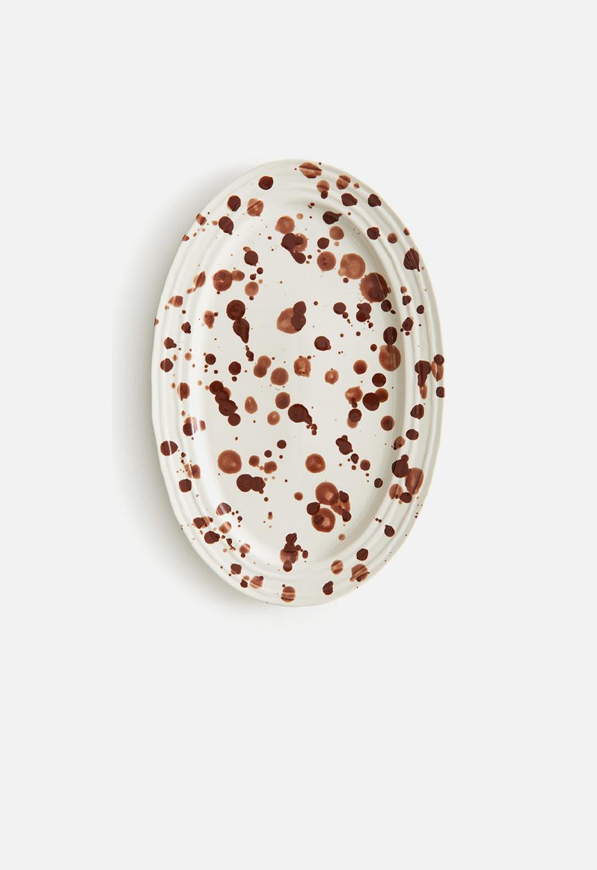 H&M - Speckled-glaze stoneware serving plate - white speckled