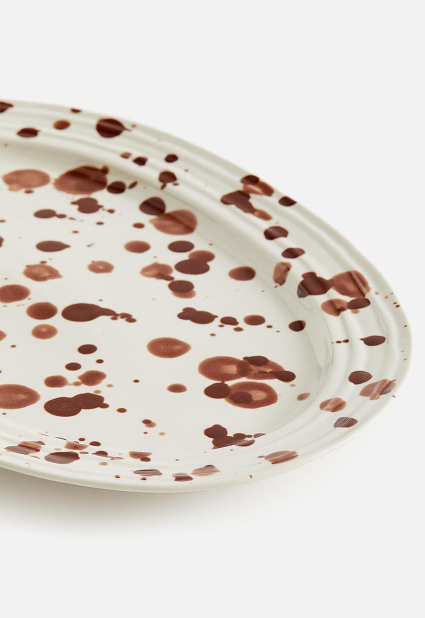 H&M - Speckled-glaze stoneware serving plate - white speckled