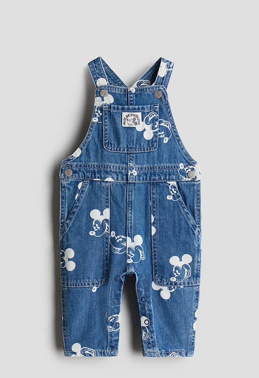 H&M - Printed denim dungarees - denim blue mickey mouse