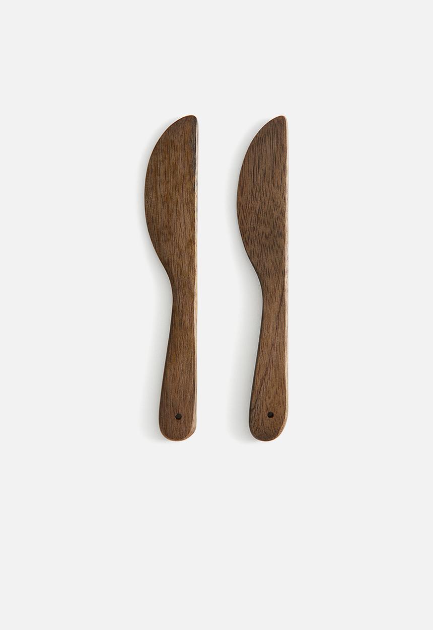 H&M - 2-Pack wooden butter knives - brown