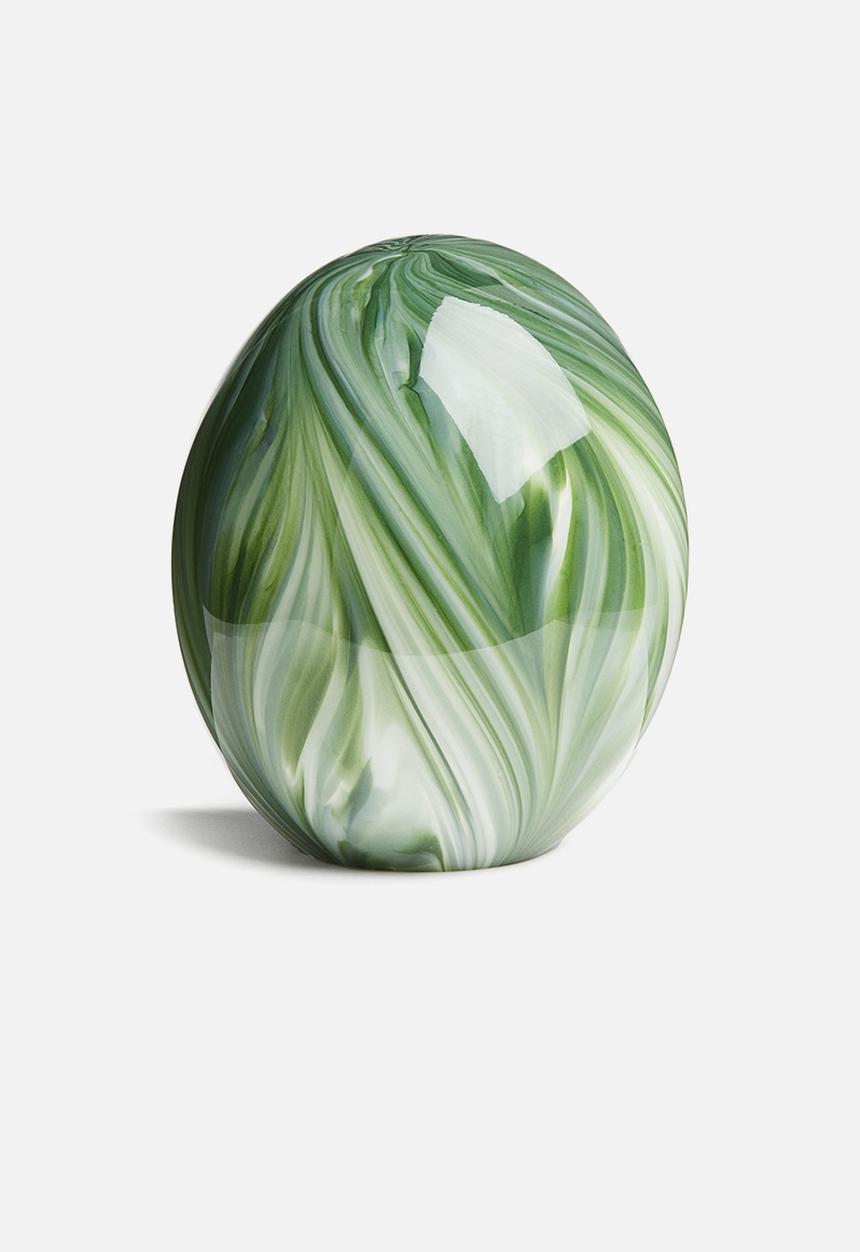 H&M - Large glass sculpture - green patterned 